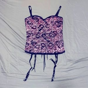 Pink & Black Lace Up Corset Top